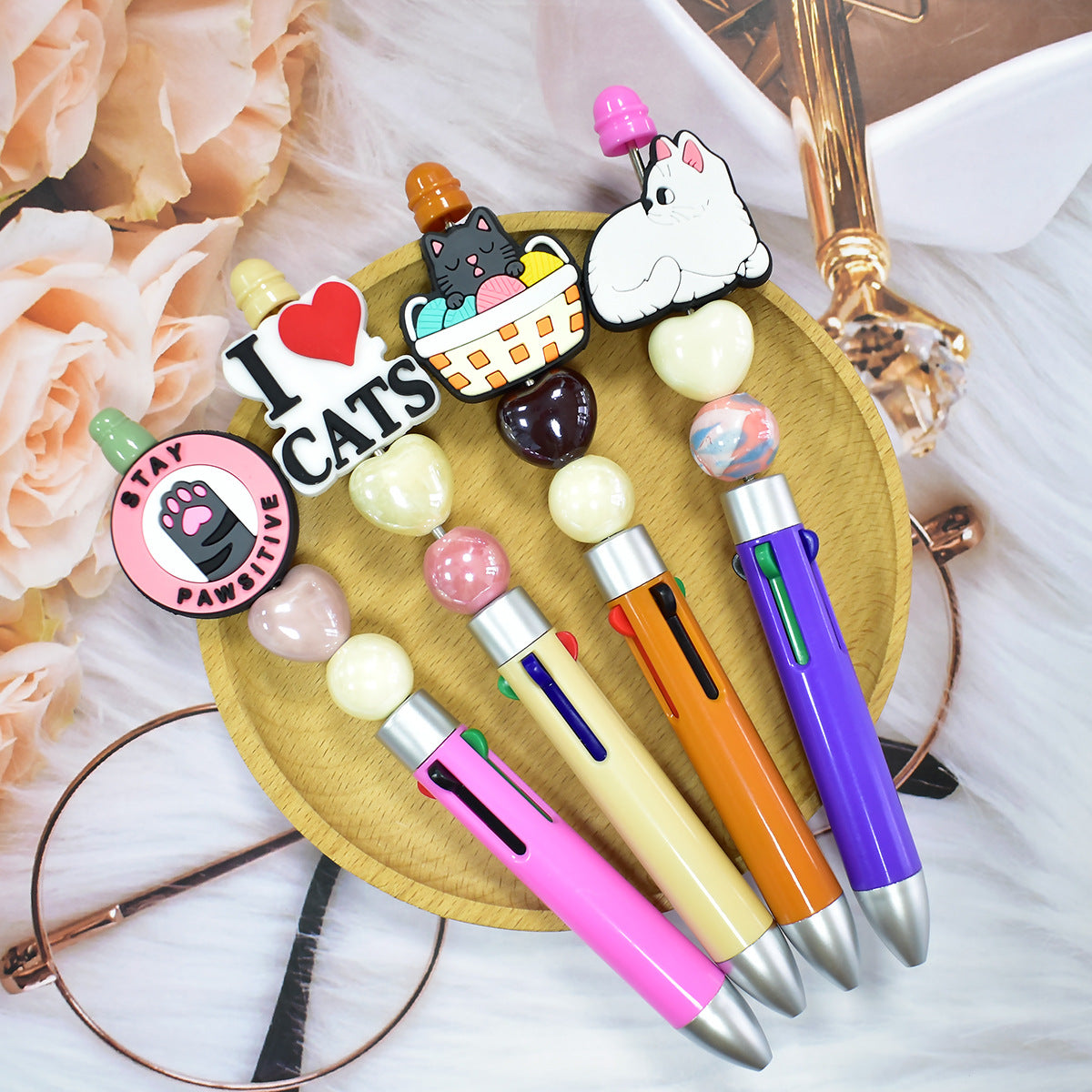 Wholesale  Random 100pcs/pack Cute Cartoon Cat Series PVC Soft Rubber Beads